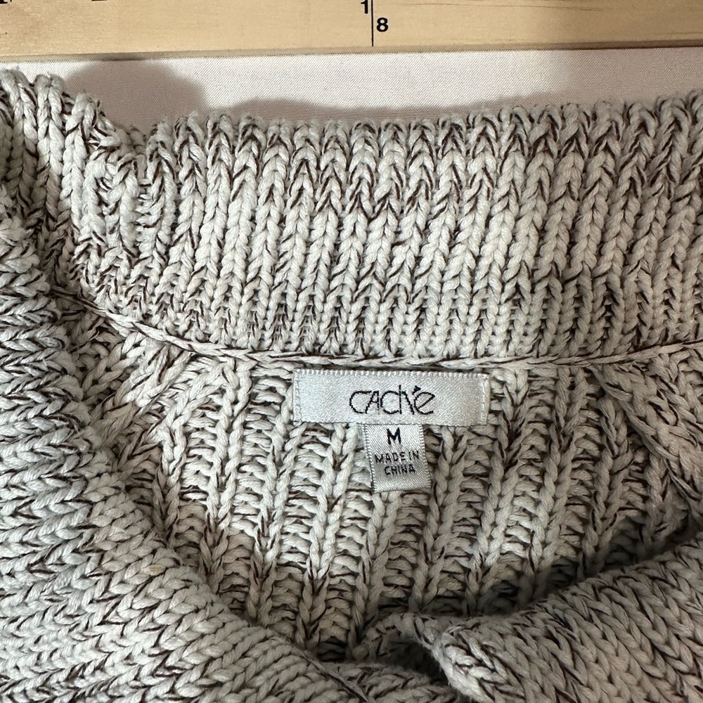Cache  Buttoned Brown /White  Sweater Cape- Sophisticated Eye catching Style - Picture 12 of 16